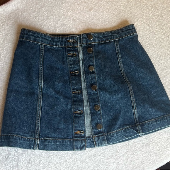 TOPSHOP Petite Button Front Blue Denim Skirt A-Line Size US 6 - Picture 4 of 7
